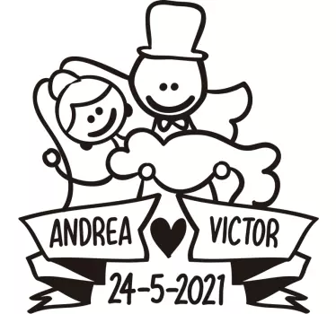 Autoaufkleber Hochzeit Comic Personalisierbar - TenStickers