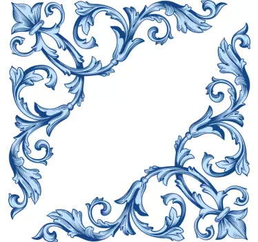 Blaue Blumenverzierungen Spiegel Aufkleber - TenStickers