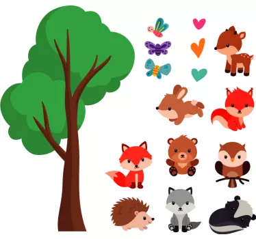 Fröhliche waldtiere wildtieraufkleber - TenStickers
