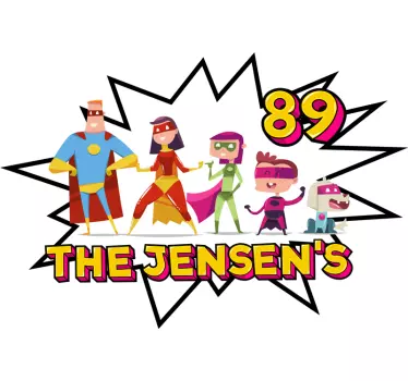 Folie kühlschrank personalisierte superhelden familie - TenStickers