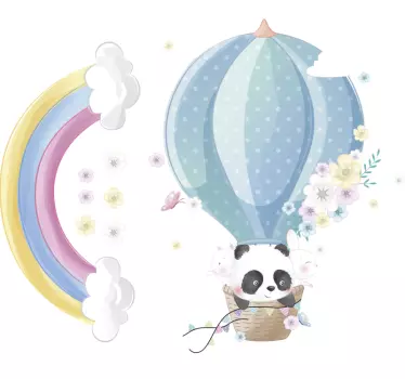 Panda im Heißluftballon Kinderzimmeraufkleber - TenStickers