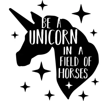 Sei ein einhorn in einem feld von pferden fantasy wandaufkleber - TenStickers