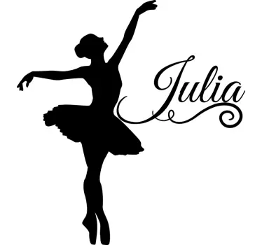 Silhoutte balletttänzerin mit namen wandaufkleber - TenStickers