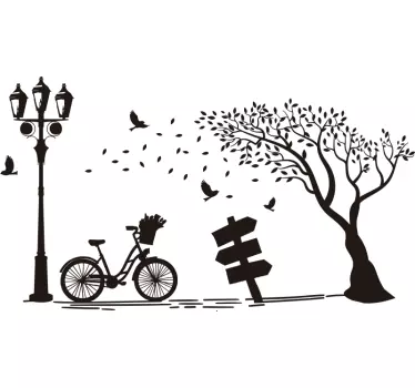 Wandtattoo Natur fahrrad mit lampe - TenStickers