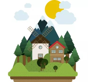 Wandtattoo Natur charmante rustikale szene - TenStickers