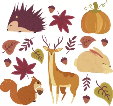 Herbst tiere & blumen wildtier aufkleber - TenStickers