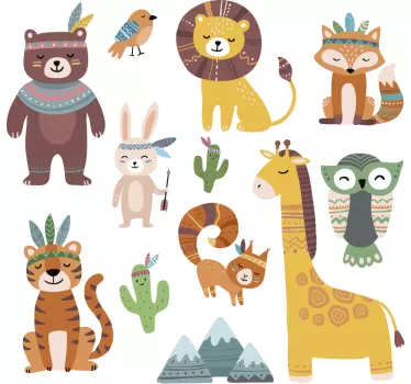 Lustige stammestierillustration wandkunst - TenStickers