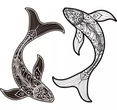 Mandala Fische Wandtattoo - TenStickers