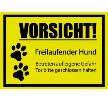 Warnschild freilaufender Hund Aufkleber - TenStickers