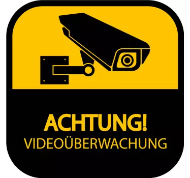 Achtung Videoüberwachung Warn Wandtattoo - TenStickers