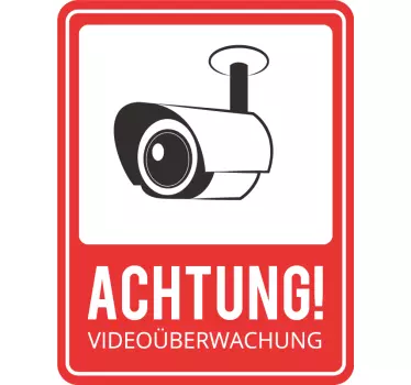 Achtung Video Überwachung Zeichen Wandtattoo - TenStickers