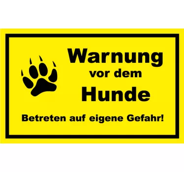 Hund Warntext Zeichen Aufkleber - TenStickers