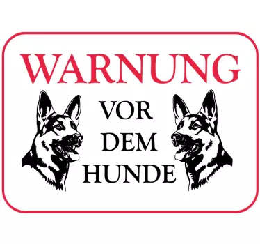 Schäferhund Warnschild Aufkleber - TenStickers