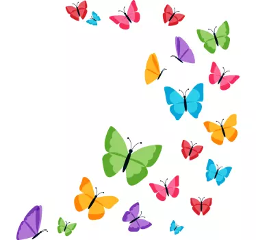 Bunte Schmetterlinge fliegen Wandtattoo Tier - TenStickers