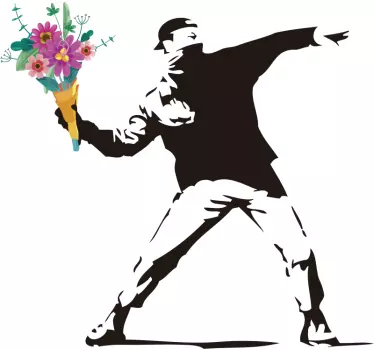 Wandtattoo Kunst Banksy Revolution Blumen - TenStickers