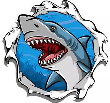 Wandtattoo visueller Effekt Großer Hai 3D - TenStickers
