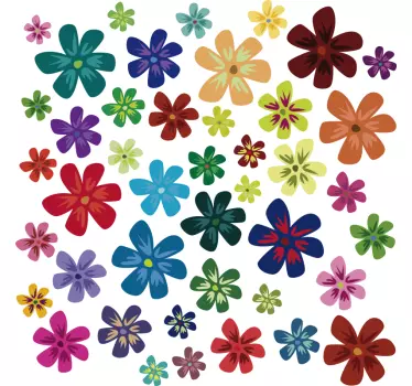 Blume Aufkleber Farbige Blumen Set - TenStickers
