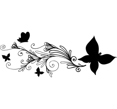 Autoaufkleber mit Blumen und Schmetterling - TenStickers