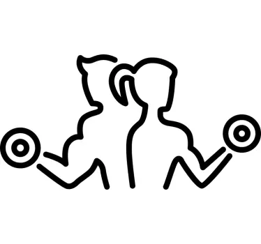 Wandtattoo Sport Mann und Frau mit Hantel - TenStickers