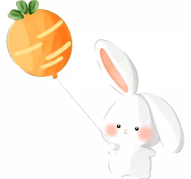 Wandsticker Bauernhof Hase mit dem Ballon über der Stadt - TenStickers
