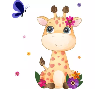 Wildes Afrika für Kinder Giraffe mädchen Tier Wandtattoo - TenStickers