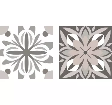 Fliesenfolie Beute und weißes Blumenmuster - TenStickers