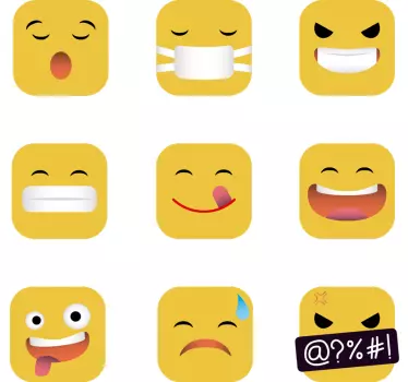 Liniensticker emoji-ausdrücke eingestellt - TenStickers