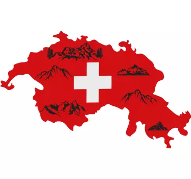 Wandtattoo Schweiz karte mit bergen - TenStickers