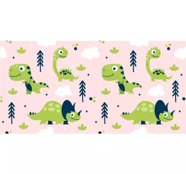 Möbelfolie Kleine grüne dinosaurier auf rosa Hintergrun - TenStickers