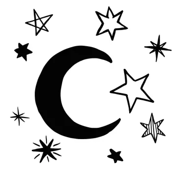Wandtattoo Weltall Pack 9 sterne mit mond - TenStickers