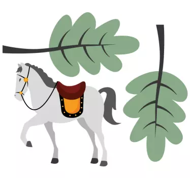 Wandtattoo Waldtier Pferd mit einem baum - TenStickers