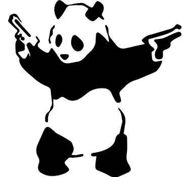 Banksy Panda mit Waffen Kühlschrank Aufkleber - TenStickers