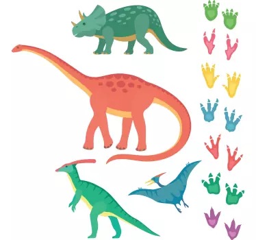 Dino Aufkleber Dinosaurier und fußabdrücke - TenStickers