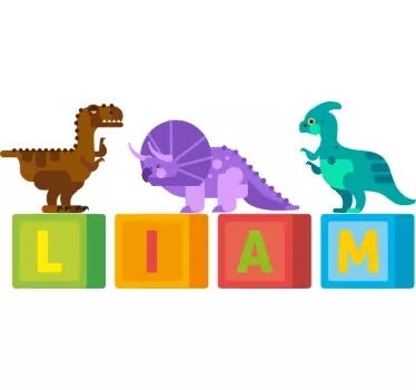 Dino Aufkleber Name in quadraten dinosaurier - TenStickers