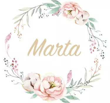 Blume Aufkleber Pfingstrosenkreis mit Namen - TenStickers