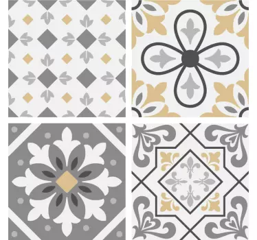 Fliesen Aufkleber grau-beiges Design - TenStickers