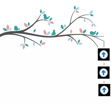 Wandtattoo natur vögel auf einem ast - TenStickers