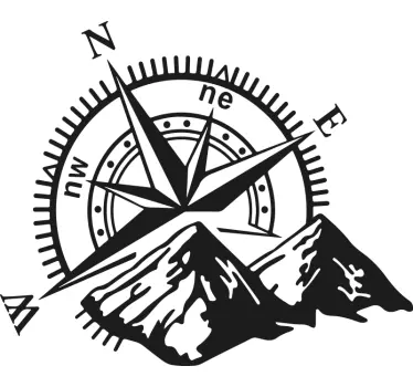 Sticker Natur Berg mit kompass - TenStickers