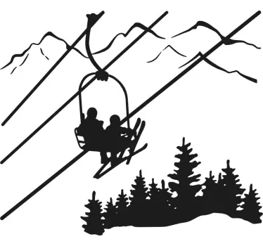 Sticker Natur Entwurf eines berges mit skisessellift - TenStickers