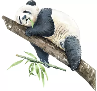 Aufkleber Wildes Tier Realistischer panda mit einer pflanze - TenStickers