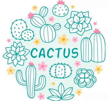 Wandtattoo blumen mit kaktusblüten elementen - TenStickers