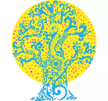 Wandtattoo natur bunter verschnörkelter baum - TenStickers