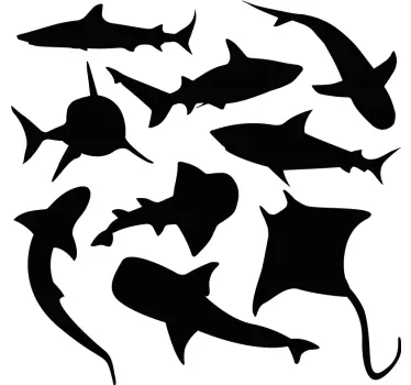 Fisch aufkleber haifisch silhouette kollektion - TenStickers
