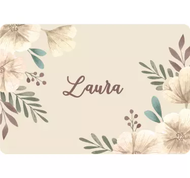 Schöne Blumen mit Namen Laptop Sticker - TenStickers