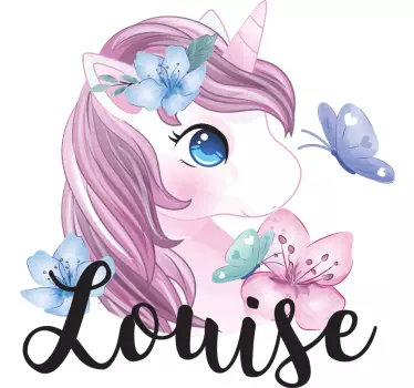 Sticker Einhorn und  Schmetterling Wandtattoo Kinderzimmer - TenStickers