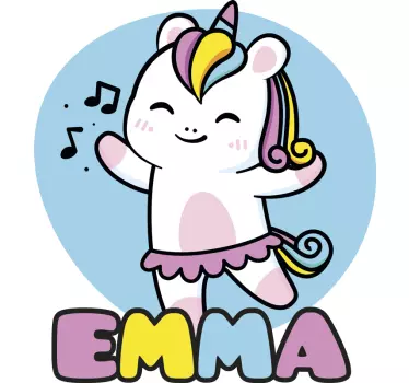 Personalisierte Sticker Ballerina einhorn - TenStickers