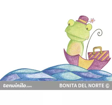 Frosch im Boot Zeichnung Aufkleber - TenStickers