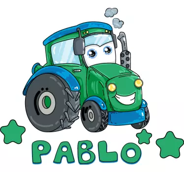 Personalisierte Sticker Cartoon traktor mit Namen - TenStickers
