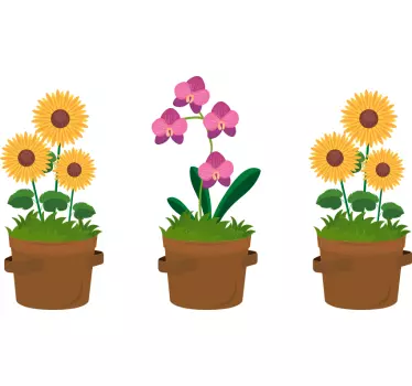 Wandtattoo blumen topfpflanzen arrangement - TenStickers