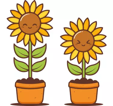 Wandtattoo blumen fröhliche sonnenblumenfiguren - TenStickers